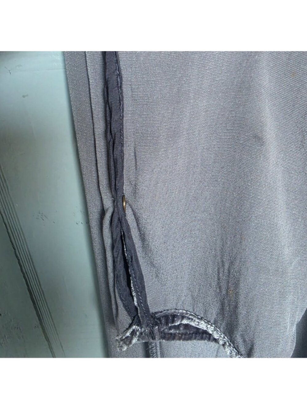 Johnny Was M Embroidered Velvet Tunic Top Gray Boho Long Sleeve Asymmetrical Hem - Picture 6 of 11